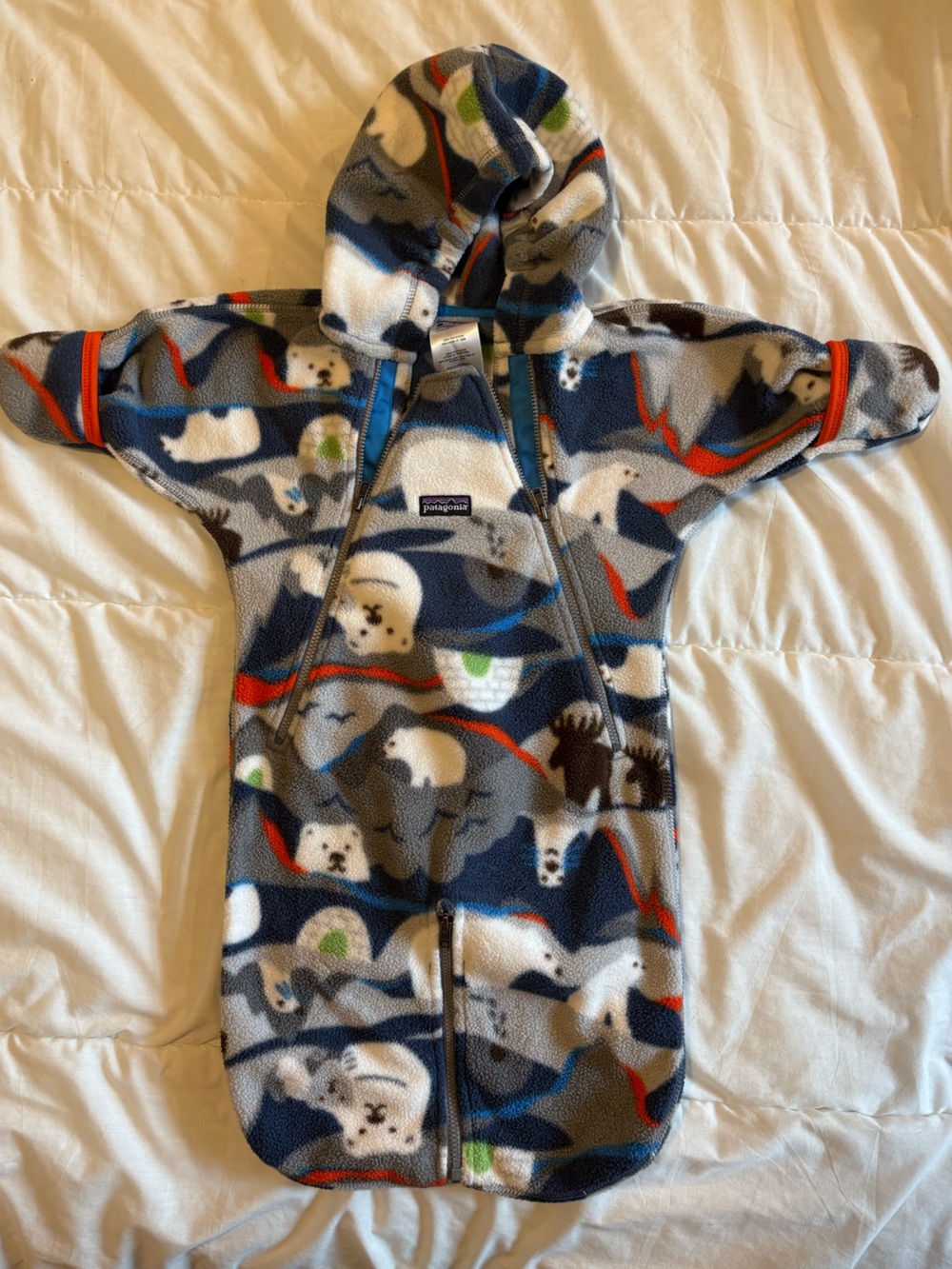 Patagonia Baby 3M Polar Bear Fleece Sinchilla Coverall / Bunting